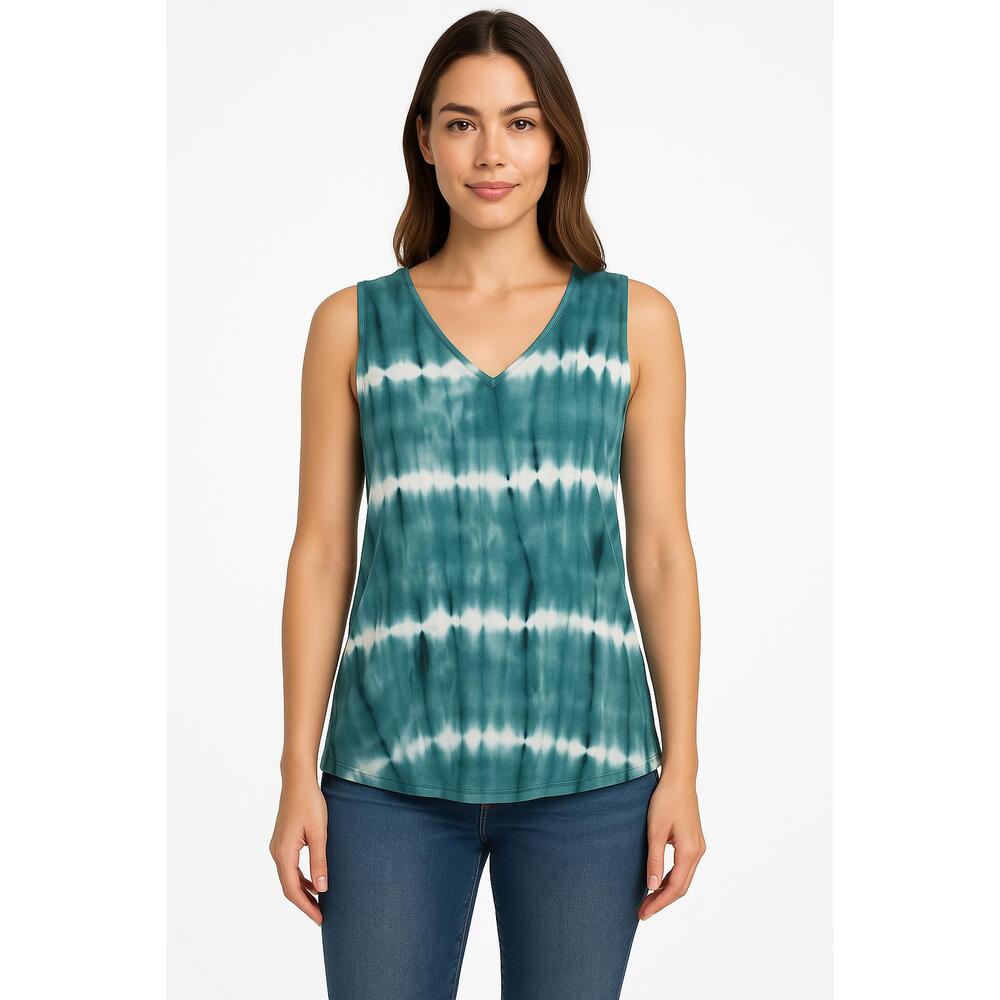 Belldini Top Womens Tank Tie Dye Sleeveless V Neck Boho Summer Festival